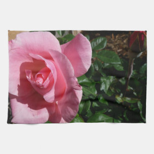 Roze Roos en Knop Tuin Bloem Theedoek