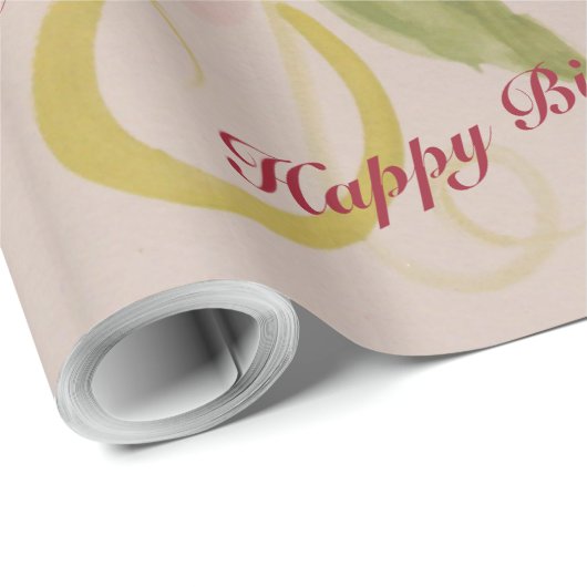 Roze roos en olijfgroen bloemencadeau wrap cadeaupapier (Rol Hoek)