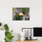Roze roos en Paarse Wisteria Poster (Thuiskantoor)