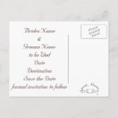 Roze Roos en Parels Save the Date Design Aankondigingskaart (Achterkant)