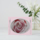Roze Roos en Parels Save the Date Design Aankondigingskaart (Staand voorkant)