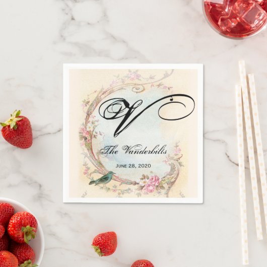 roze roos en roodbruiloft servetten (Insitu)