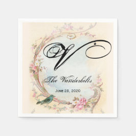  roze roos en roodbruiloft servetten