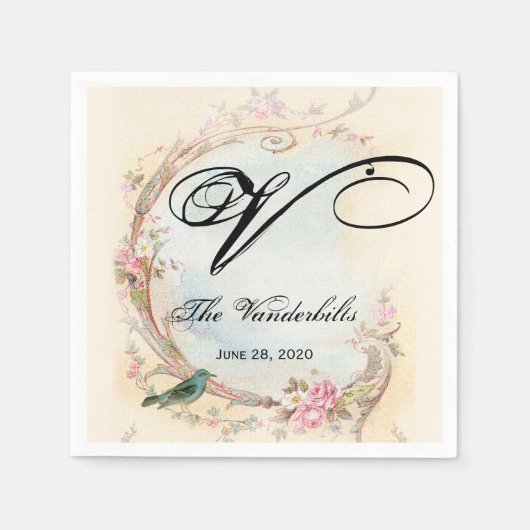  roze roos en roodbruiloft servetten (Voorkant)