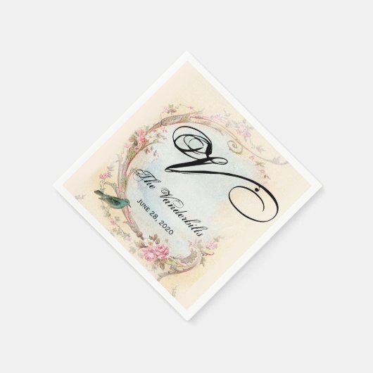 roze roos en roodbruiloft servetten (Hoek)