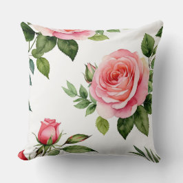 Roze roos en Rosebud Kussen