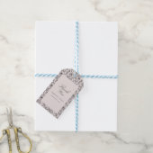 Roze Roos en Script Bruiloft Bagage Vorm Cadeaulabel (Met Touw)
