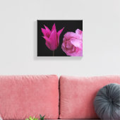  roze roos en tulpenbloem moderne bloemen canvas afdruk (Insitu (Woonkamer))