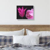  roze roos en tulpenbloem moderne bloemen canvas afdruk (Insitu (Slaapkamer))