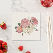 Roze roos en witte bloemenservetten servetten (Insitu)