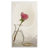 Roze roos en witte parels bruiloft Dank u Klein Cadeauzakje (Achterkant)