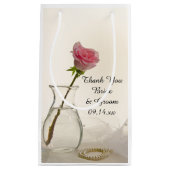 Roze roos en witte parels bruiloft Dank u Klein Cadeauzakje (Voorkant)