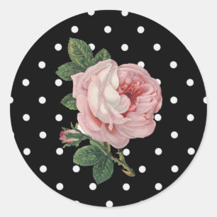 Roze  Roos en Zwarte Polka dots Stickers