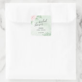 Roze roos eucalyptus bladeren Vrijgezellenfeest Vierkante Sticker (Tas)