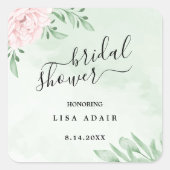 Roze roos eucalyptus bladeren Vrijgezellenfeest Vierkante Sticker (Voorkant)