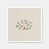 Roze Roos & Eucalyptus Hart Rustieke Bruiloft Servet (Voorkant)