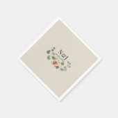 Roze Roos & Eucalyptus Hart Rustieke Bruiloft Servet (Hoek)