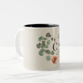 Roze Roos & Eucalyptus Hart Rustieke Bruiloft Tweekleurige Koffiemok (Voorkant links)