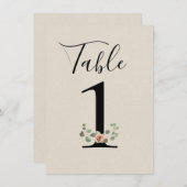 Roze Roos & Eucalyptus Hart Trouwtafel Nummer Kaart (Voorkant / Achterkant)