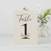 Roze Roos & Eucalyptus Hart Trouwtafel Nummer Kaart (Staand voorkant)