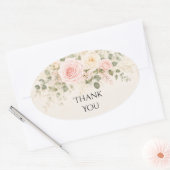 Roze Roos Eucalyptus Trouwsticker Ovale Sticker (Envelop)