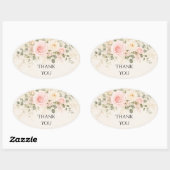 Roze Roos Eucalyptus Trouwsticker Ovale Sticker (Vel)