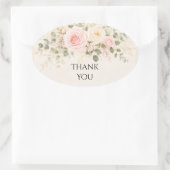 Roze Roos Eucalyptus Trouwsticker Ovale Sticker (Tas)
