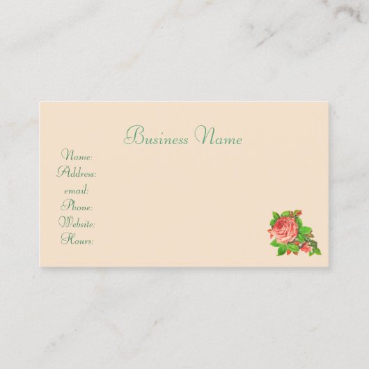 Roze  Roos Feminine Visitekaartje (Achterkant)