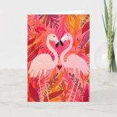 ROZE ROOS Flamingo's Valentijn Whimsisch Grappig Kaart (Voorkant)