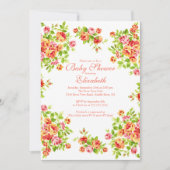  Roze Roos Floral BabyShower Kaart (Voorkant)