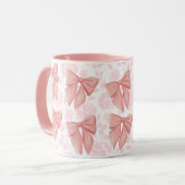 Roze  Roos Floral Coquette Girly Bow Mok (Voorkant links)