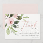 ROZE ROOS FLORALE EERSTE COMUNIE THANK YOU KAART (Voorkant / Achterkant)