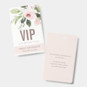 ROZE ROOS FLORALE VIP VERJAARDAGSKAART ELKE LEEFTI BADGE (Voor- en achterkant)