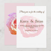 Roze Roos Foto Bruiloft Uitnodiging Kaart (Voorkant / Achterkant)