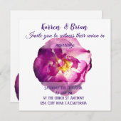 Roze Roos Foto, Elegante Trouw Uitnodiging (Voorkant / Achterkant)