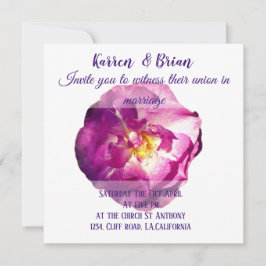 Roze Roos Foto, Elegante Trouw Uitnodiging