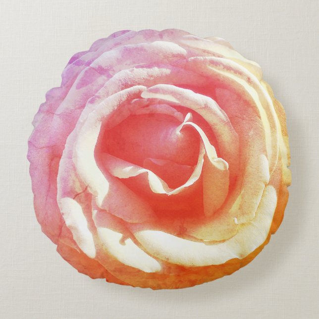 Roze Roos Foto Rond werpkussen Kussen (Voorkant)