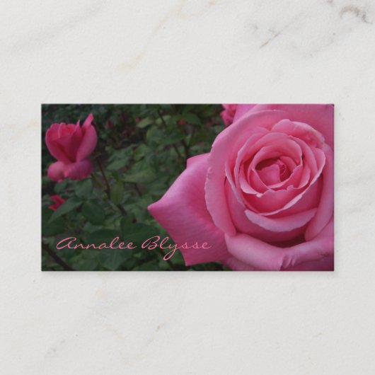 Roze Roos Foto Visitekaartje (Voorkant)