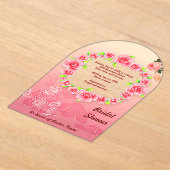 Roze Roos Frame Bruiloft Feest Acryl Uitnodigingen (Laagn)