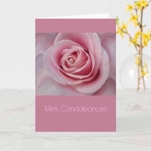 roze roos franse sympathie kaart (Gele Bloem)