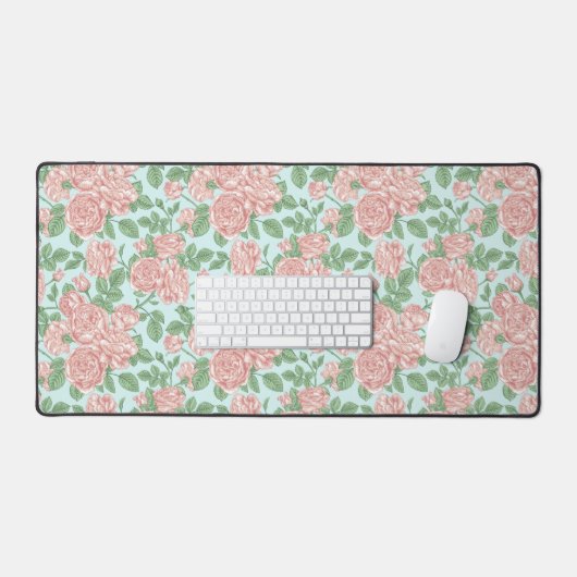 Roze Roos Garden Bouquet Patroon Bureaumat (Keyboard & Muis)
