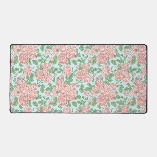 Roze Roos Garden Bouquet Patroon Bureaumat (Voorkant)