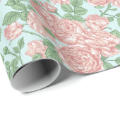 Roze Roos Garden Bouquet Patroon Cadeaupapier (Rol Hoek)