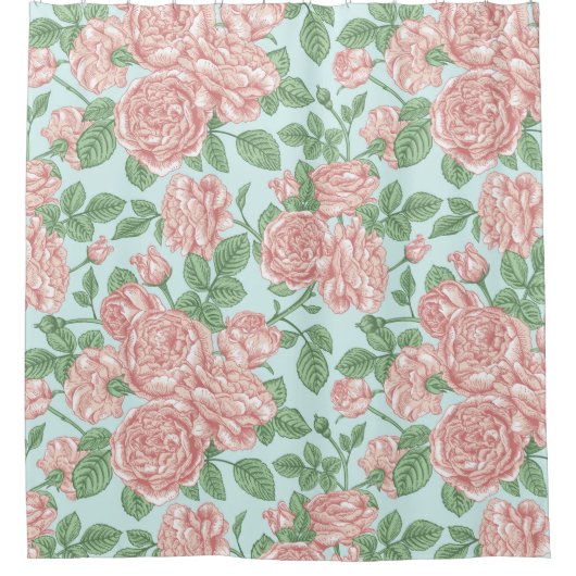 Roze Roos Garden Bouquet Patroon Douchegordijn (Voorkant)