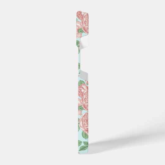Roze Roos Garden Bouquet Patroon iPhone Hoesje (Linkerkant)