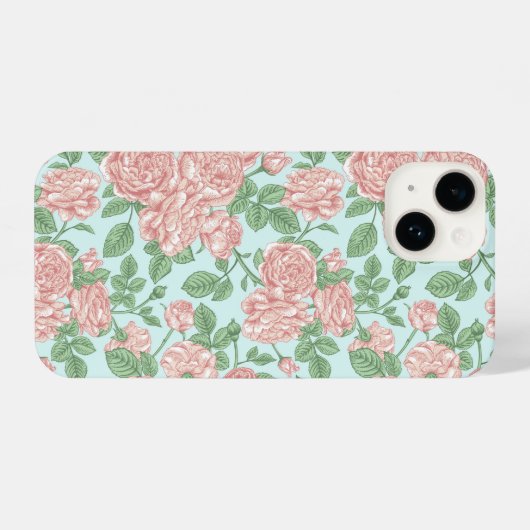 Roze Roos Garden Bouquet Patroon iPhone Hoesje (Achterkant horizontaal)