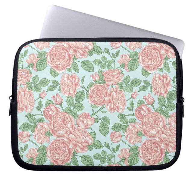 Roze Roos Garden Bouquet Patroon Laptop Sleeve (Voorkant)
