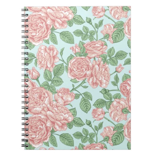 Roze Roos Garden Bouquet Patroon Notitieboek (Voorkant)