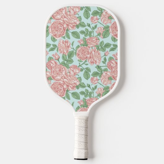 Roze Roos Garden Bouquet Patroon Pickleball Paddle (Achterkant)