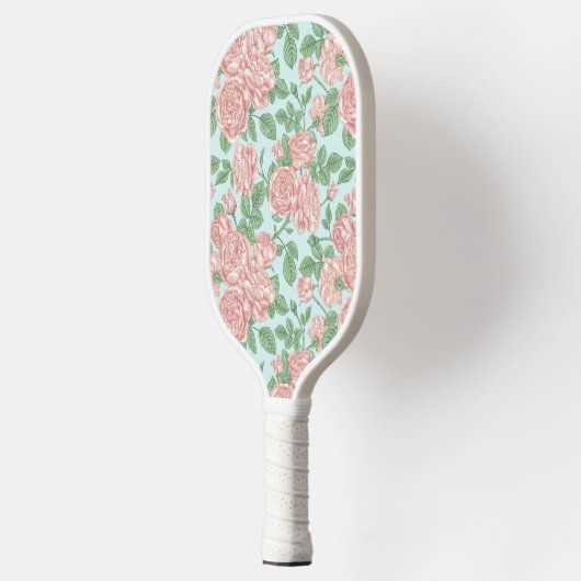 Roze Roos Garden Bouquet Patroon Pickleball Paddle (Links)